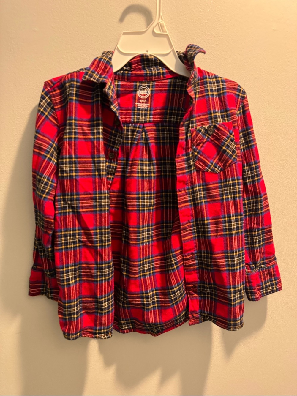 Boys/Kids Red Plaid Flannel Shirt Jacket - Wonder Nation 6/7 Back to School